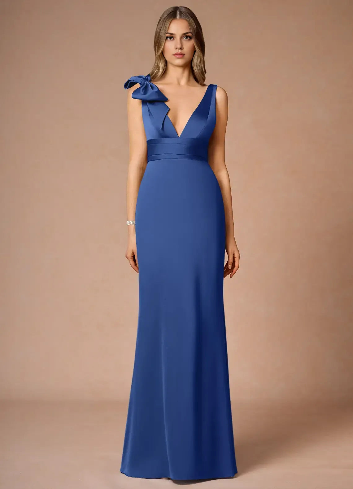 Modern Sheath V Neck Sleeveless Zipper Up Floor-Length Evening Dress