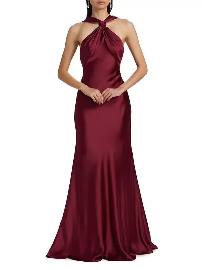 Mom Of The Bride Dressbride Mother Dress Sleeveless Satin Halter Neck Open Back Floor Length Mother Of The Bride Party Dresses/ Stores With Prom Dresses