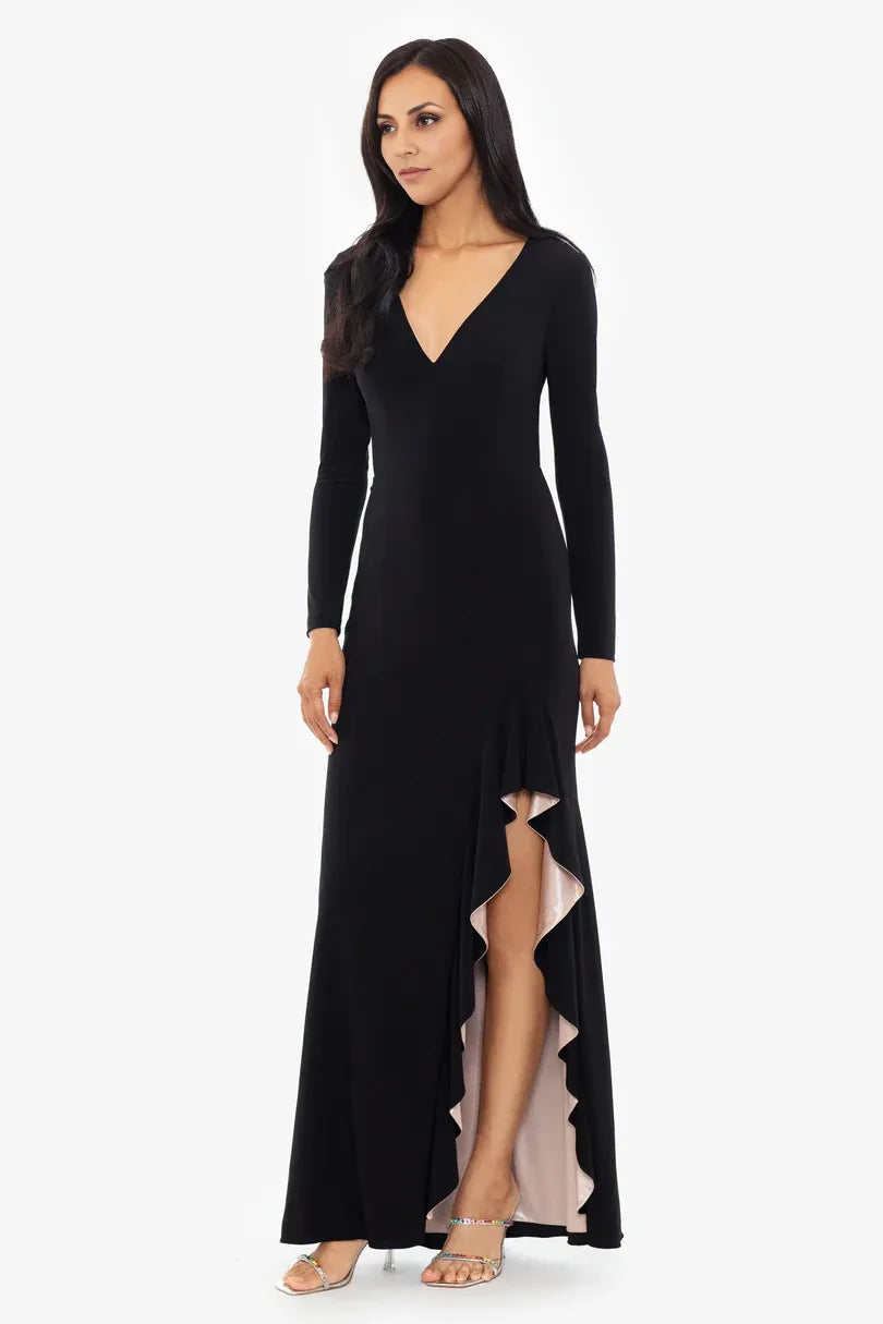 Mom Of The Bride Dressbride Mother Dress V Neck Long Sleeve Ruffle Evening Dress Floor Length Mother Of The Bride / Stores With Prom Dresses
