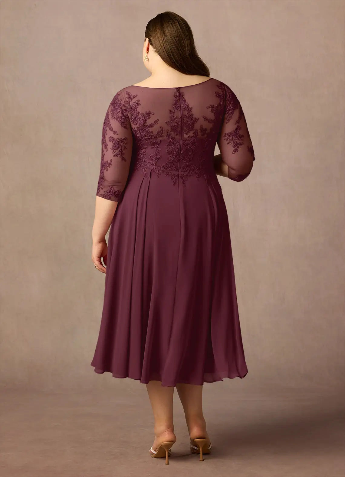 Robe Weitese à col rond en mousseline de soie, coupe trapèze, pour mère de la mariée, robe de soirée tendance à manches trois-quarts, grande taille 