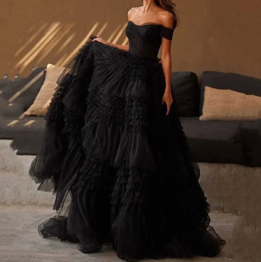 Weitese Formal Wear Dresses Open Shoulder Multilayer Ball Gown Tulle Dress Wedding Dress Prom Dress Shops