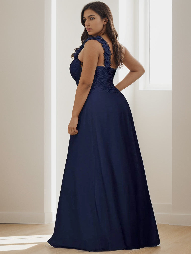 Robe de demoiselle d'honneur longue en mousseline de soie à une épaule Weitese grande taille