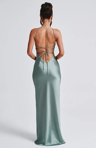 New Package Hip Temperament Sexy Slim Narrow Neck Low V-Shaped Open Back Prom Dress