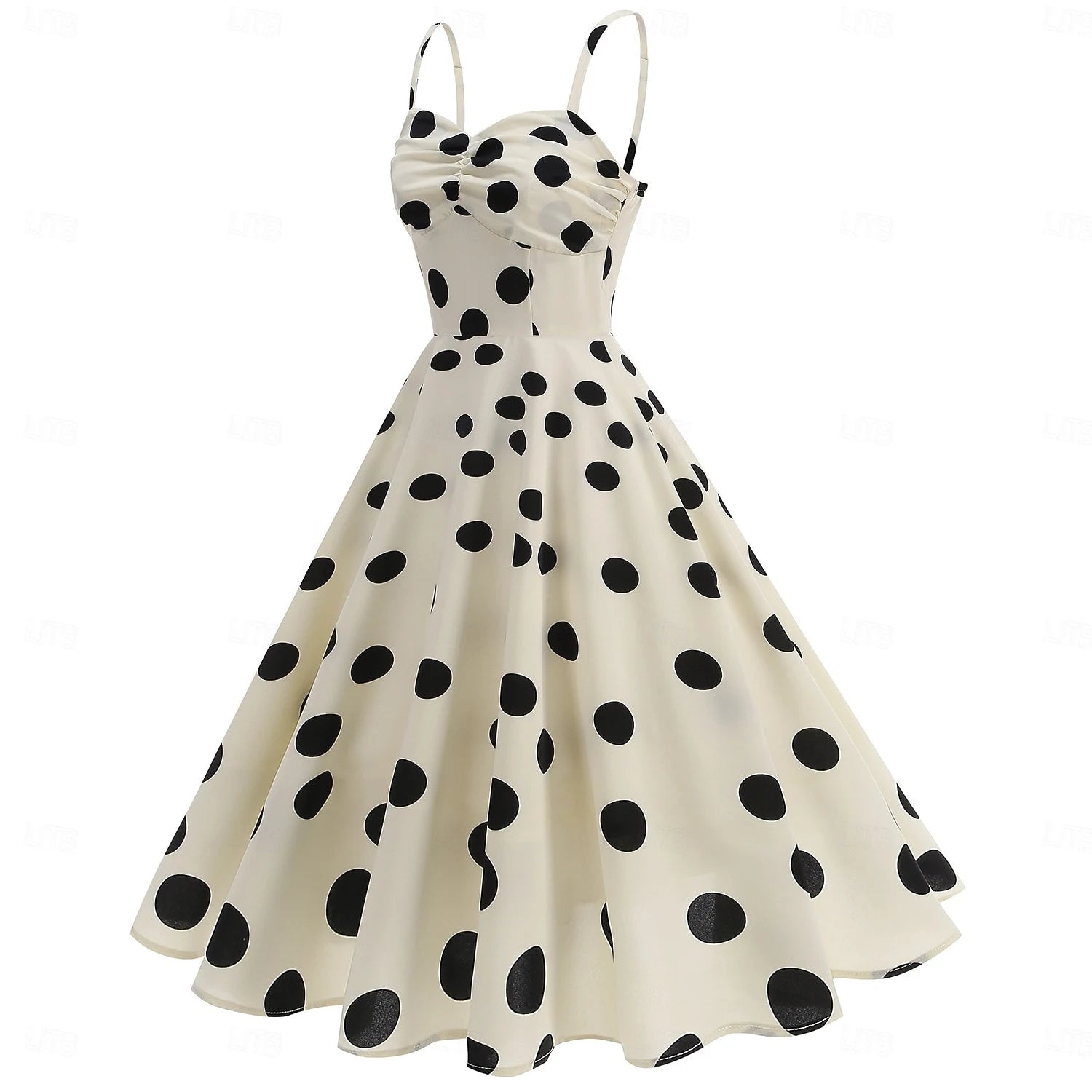New Vintage A-Line Sweetheart Polka Dot Cream Short Homecoming Dress