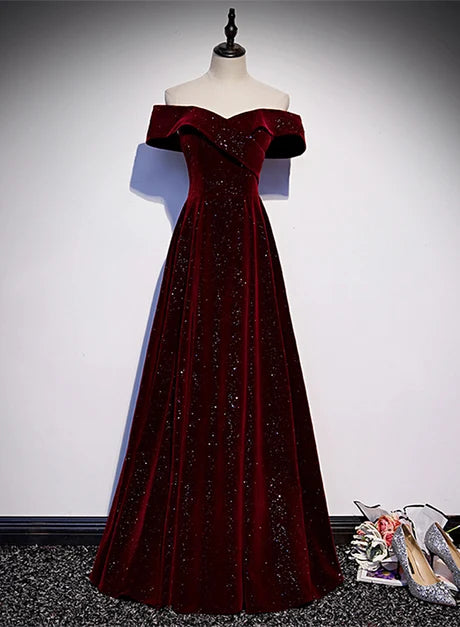 Stunning A-line Sweetheart Off Shoulder Zipper Back Long Prom Dress