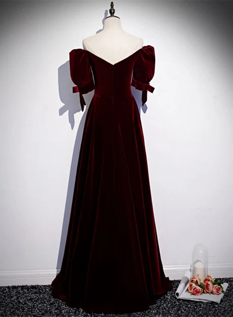Luxury A-line Sweetheart Puff Sleeve Zipper Back Long Prom Dress