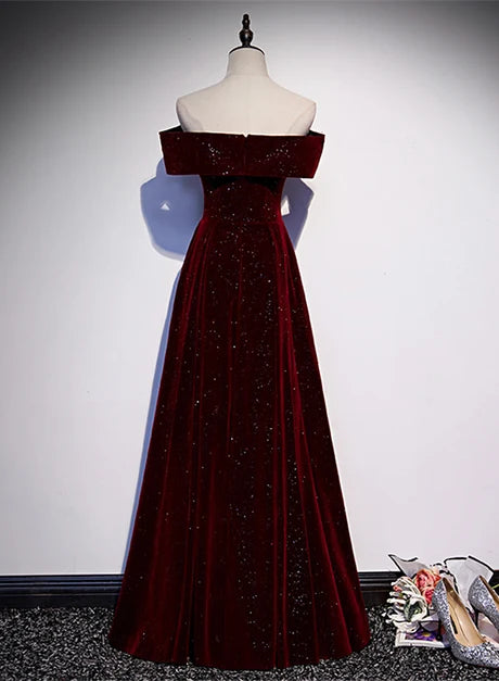 Stunning A-line Sweetheart Off Shoulder Zipper Back Long Prom Dress