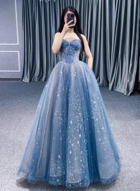 Enchanting A-line Sweetheart Spaghetti Strap Lace Up Back Long Prom Dress