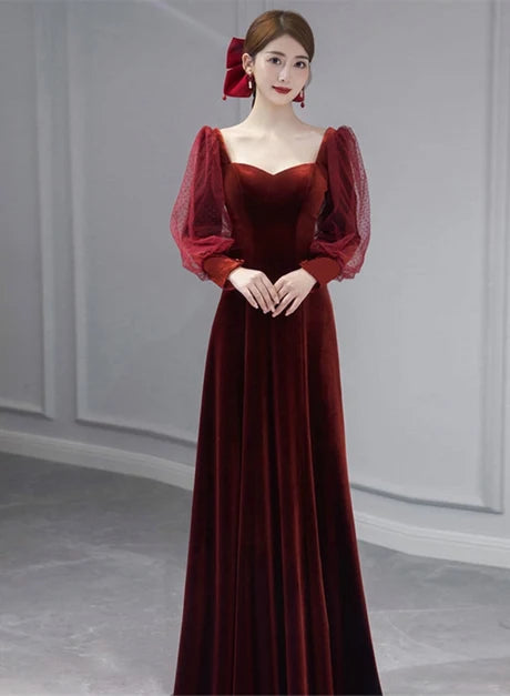 Romantic A-line Sweetheart Mesh Puff Sleeve Zipper Back Long Prom Dress