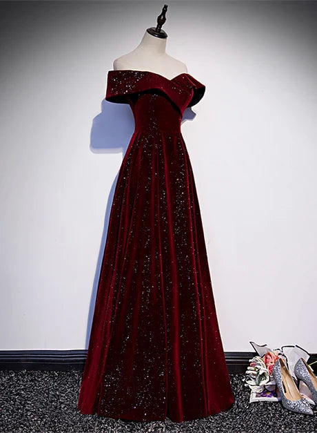 Stunning A-line Sweetheart Off Shoulder Zipper Back Long Prom Dress