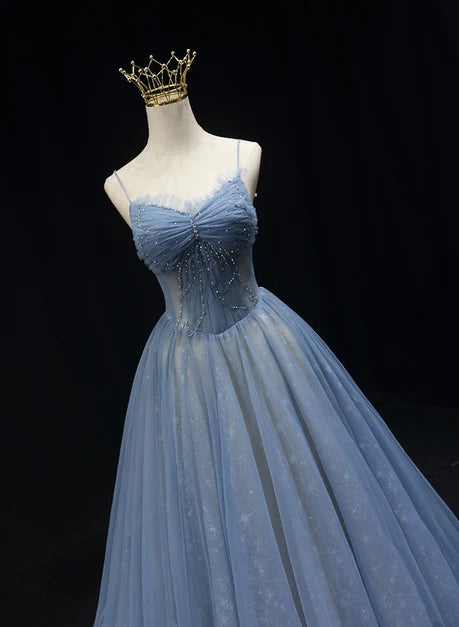 Enchanting A-line Sweetheart Spaghetti Strap Lace Up Back Long Prom Dress