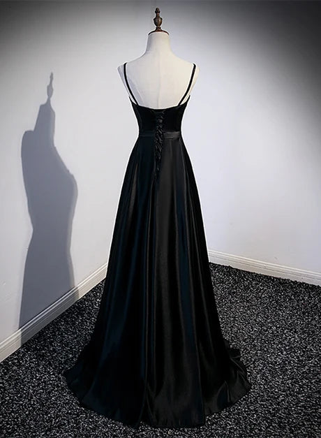 Elegant A-line Sweetheart Spaghetti Strap Lace Up Back Long Prom Dress