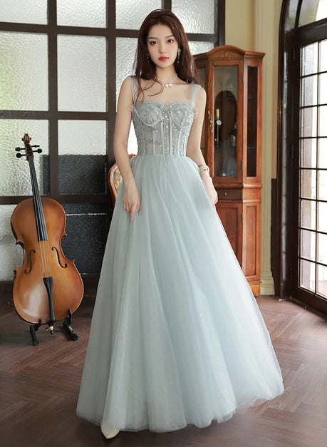 Gorgeous A-line Sweetheart Off Shoulder Lace Up Back Long Prom Dress