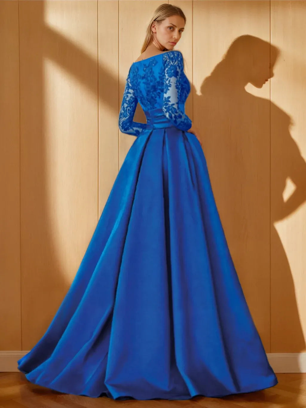 Mom Of The Bride Dressbride Mother Dress A-Line/Princess Off-the-Shoulder 3/4 Length Sleeves Floor-Length Mother of the Bride Dresses with Split Side Formal Women's Dresses