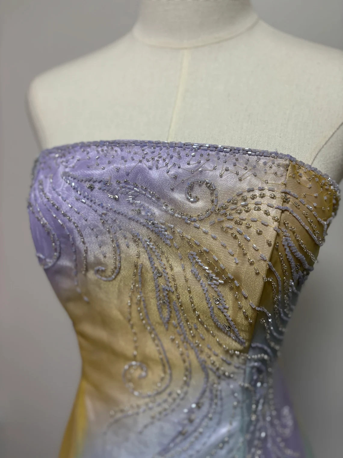 Off-the-Shoulder Beaded Irregular Sleeveless Floor Length Prom Dress