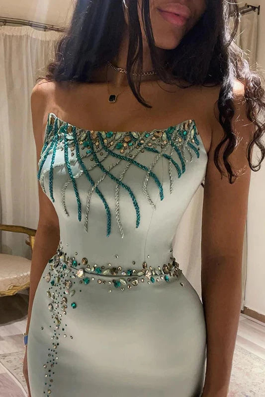 Off-the-Shoulder Evening Dress Wedding Party Elegant Mermaid Formal Prom Dresses With Slit