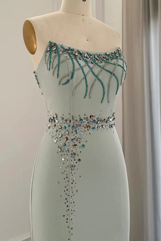 Off-the-Shoulder Evening Dress Wedding Party Elegant Mermaid Formal Prom Dresses With Slit