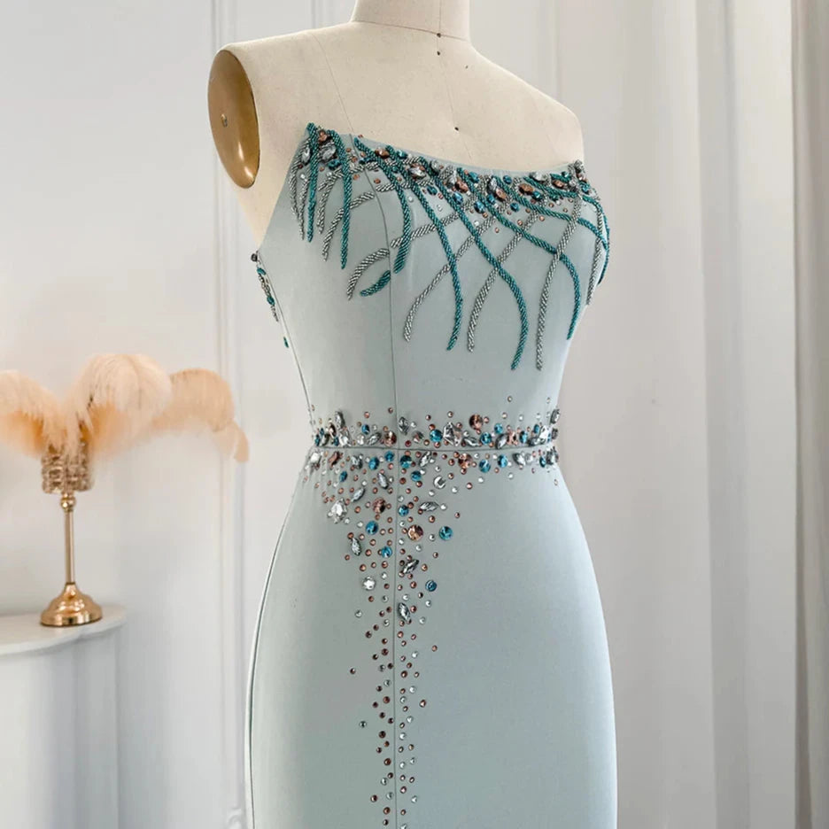 Off-the-Shoulder Evening Dress Wedding Party Elegant Mermaid Formal Prom Dresses With Slit