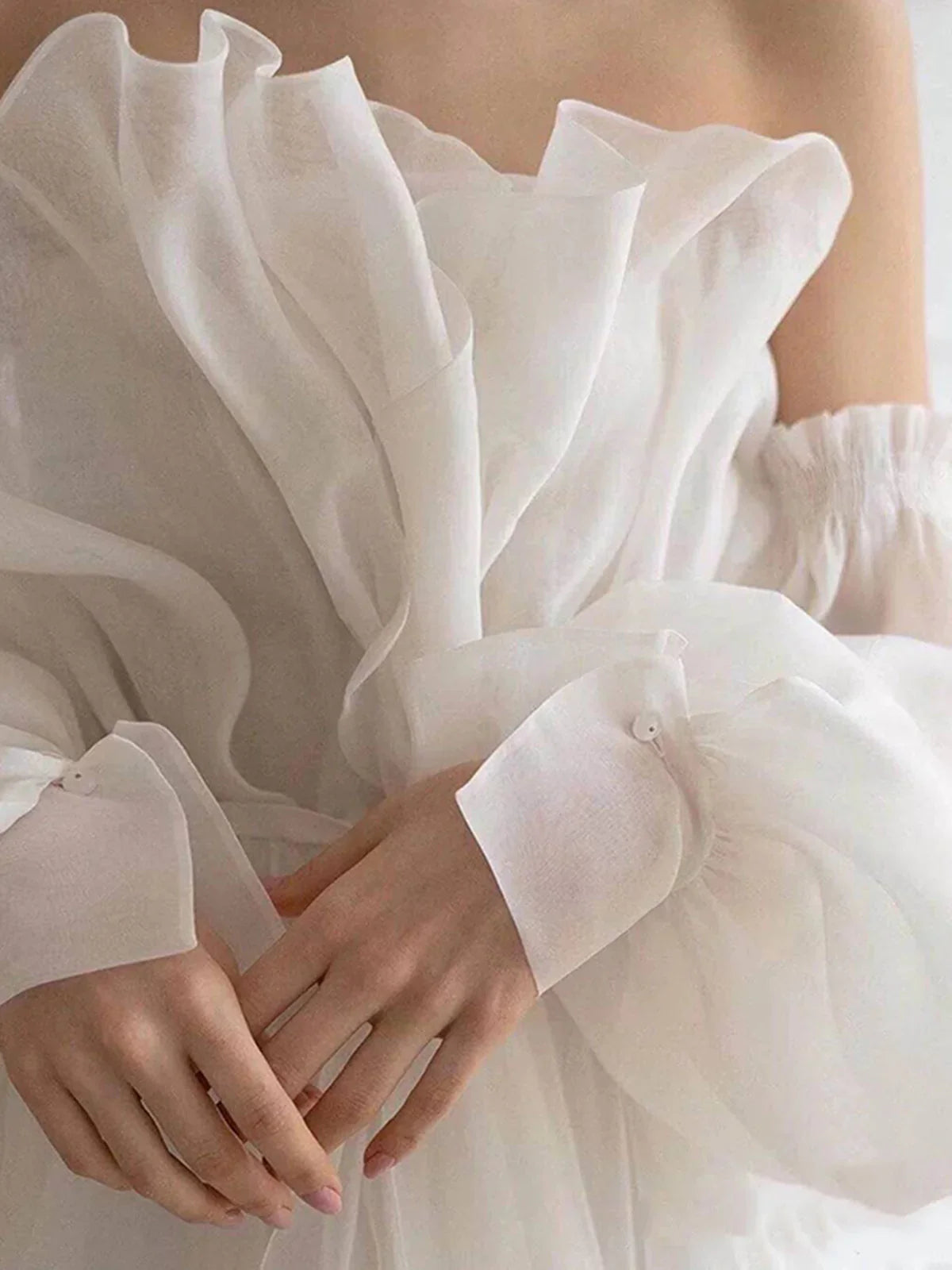 Off-the-Shoulder Floor Length A line White Long Prom Dress With Sleeve