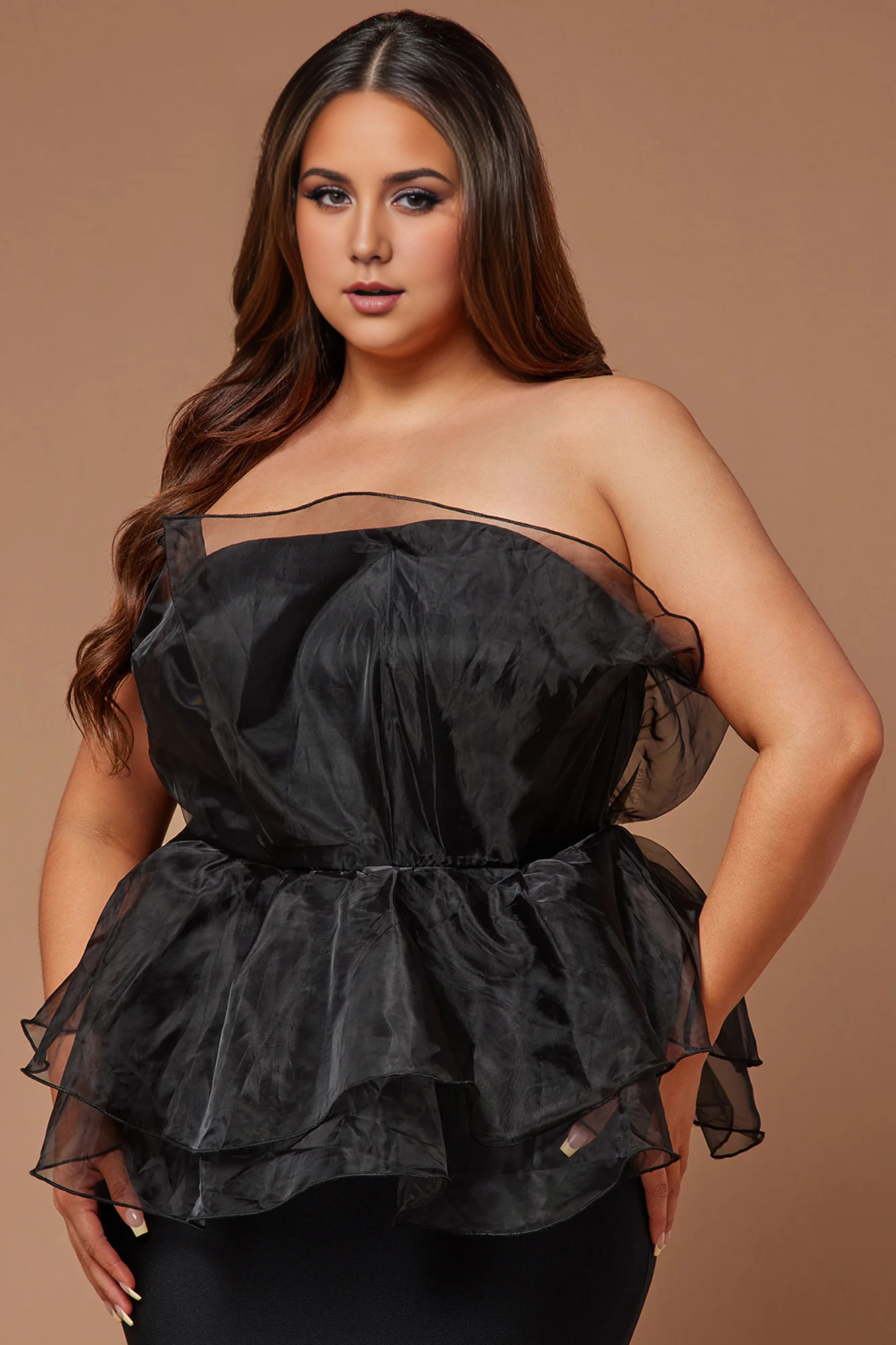 Robe de bal longue noire sans manches, épaules dénudées, longueur au sol, grande taille 