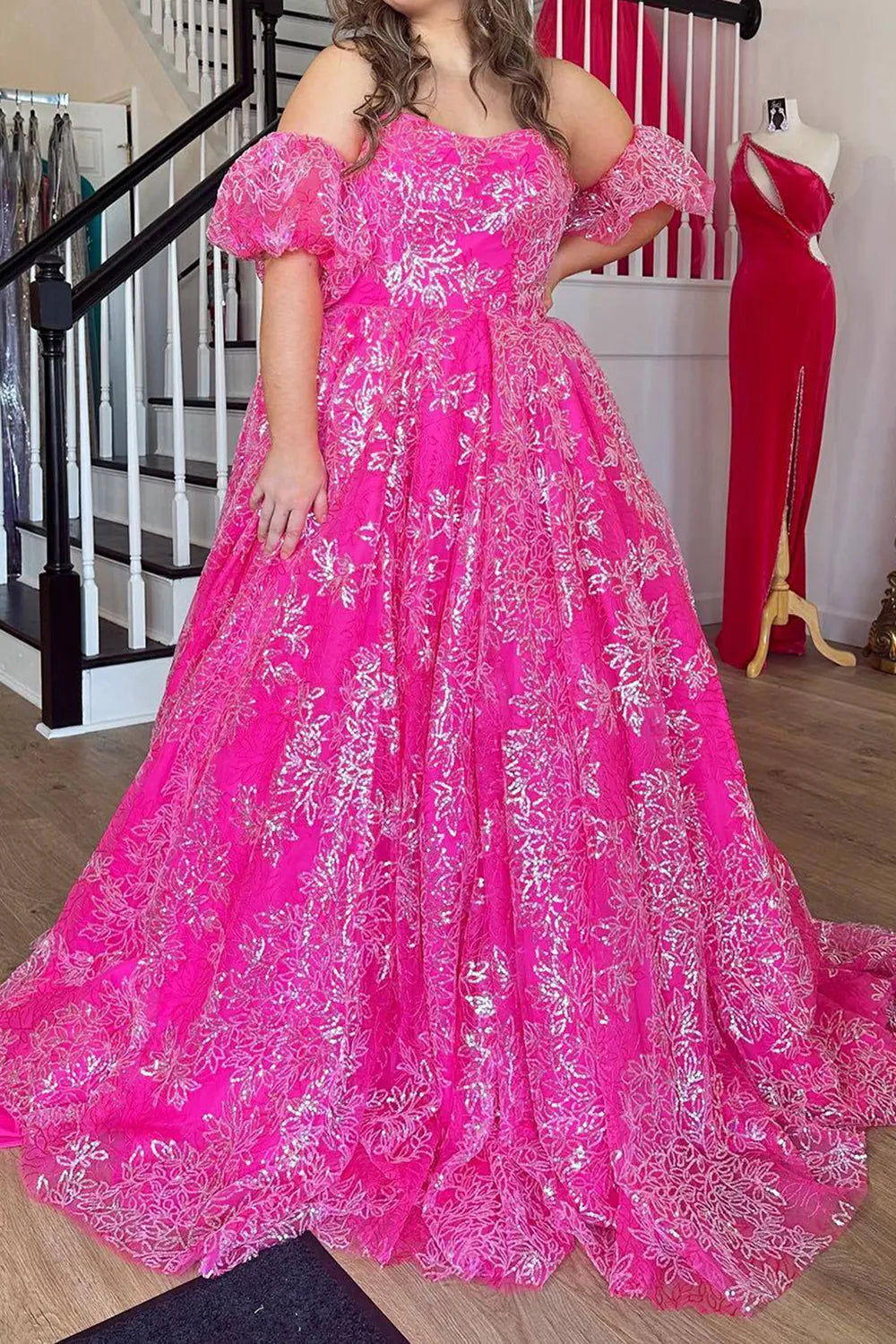 Robe de bal longue champagne luxueuse à épaules dénudées, sans bretelles, avec fente sur le devant 