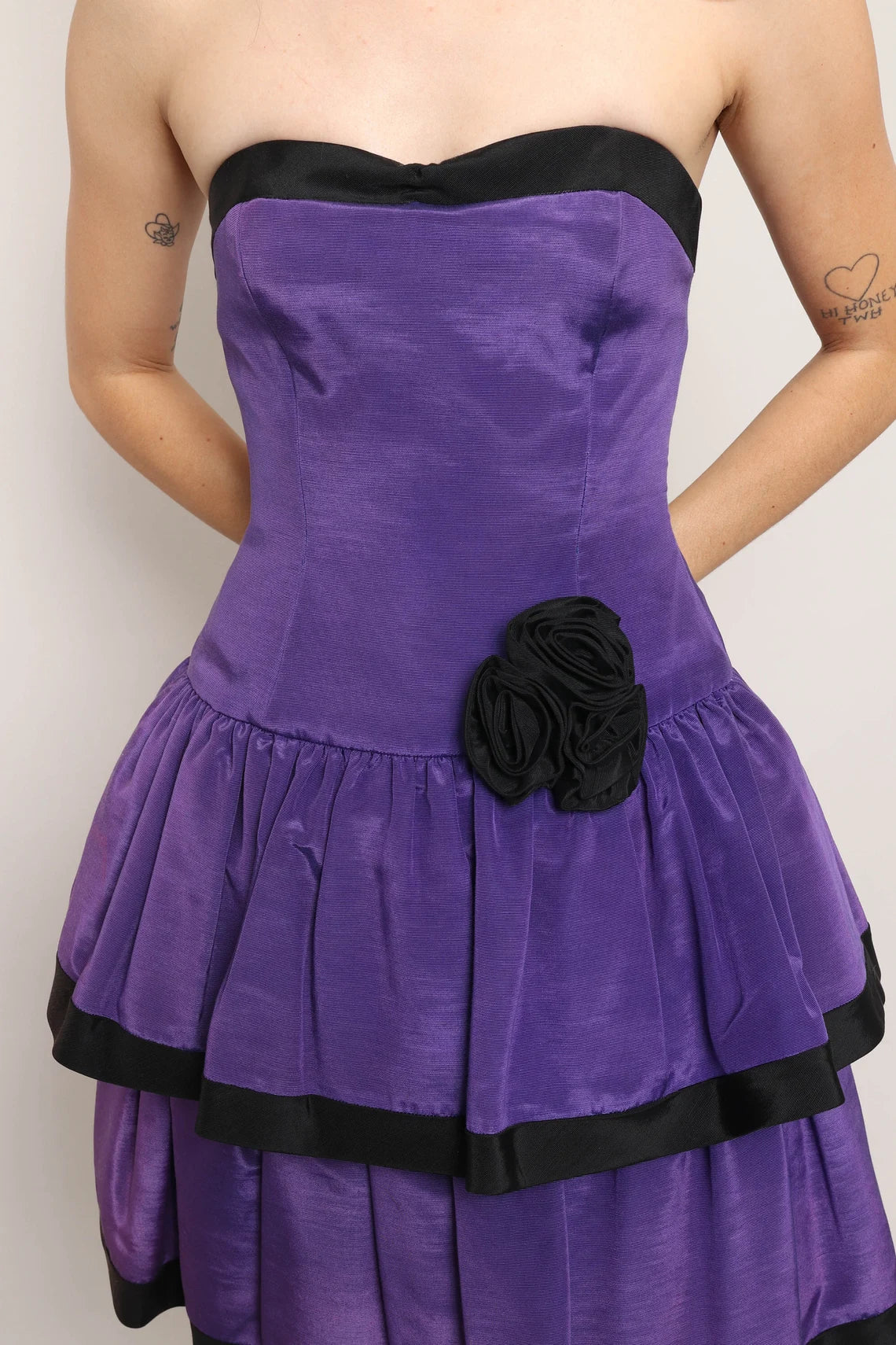 Robe de soirée à épaules dénudées, robe violette, robe de cocktail trapèze sans bretelles, robe de bal 