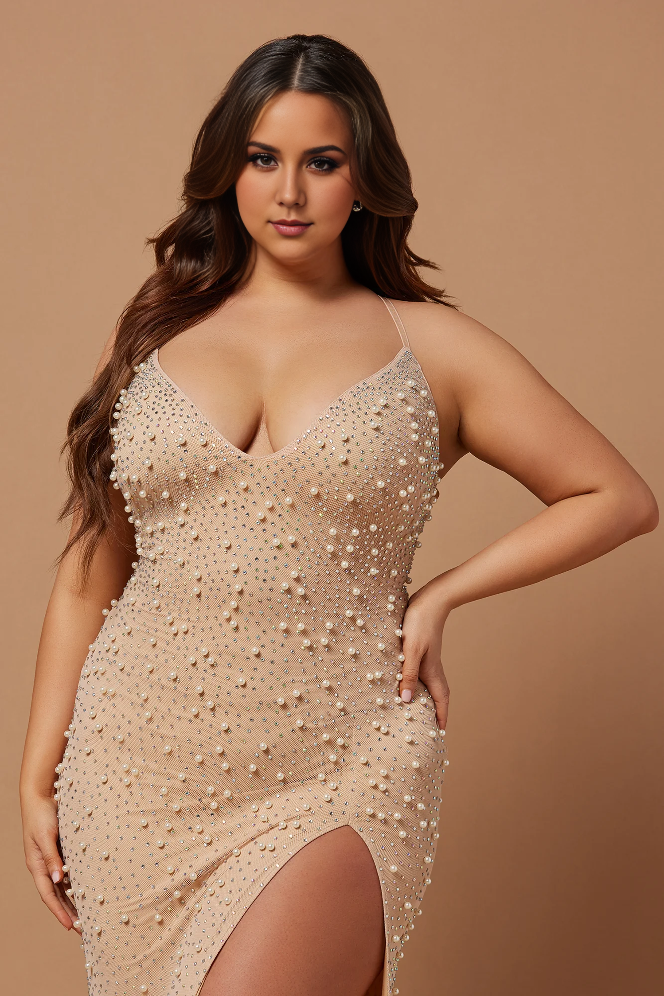 Robe de bal à bretelles spaghetti, épaules dénudées, sans manches, ornée, longueur au sol, grande taille 