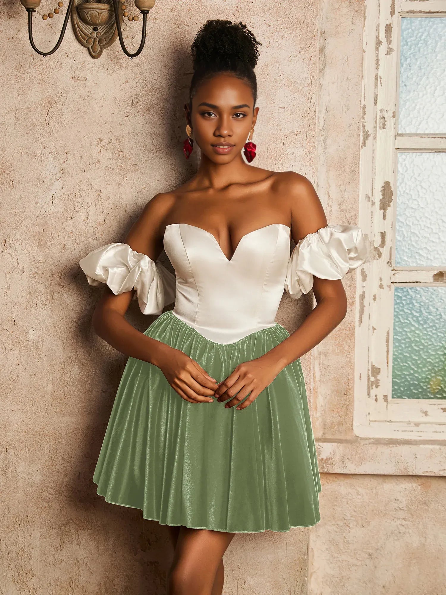 Off-the-Shoulder Sweetheart Short Homecoming Dress with Detachable Sleeves
