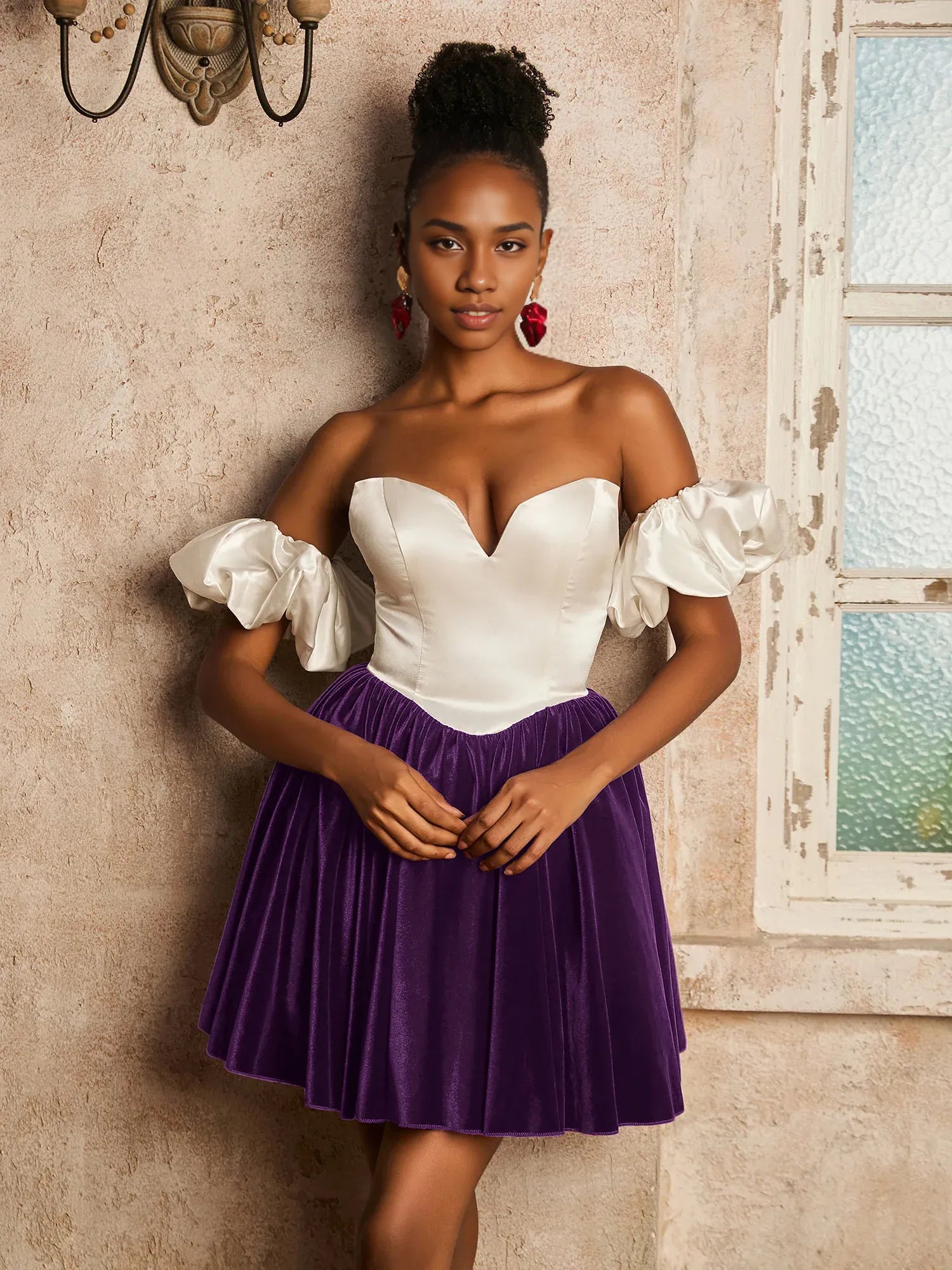 Off-the-Shoulder Sweetheart Short Homecoming Dress with Detachable Sleeves