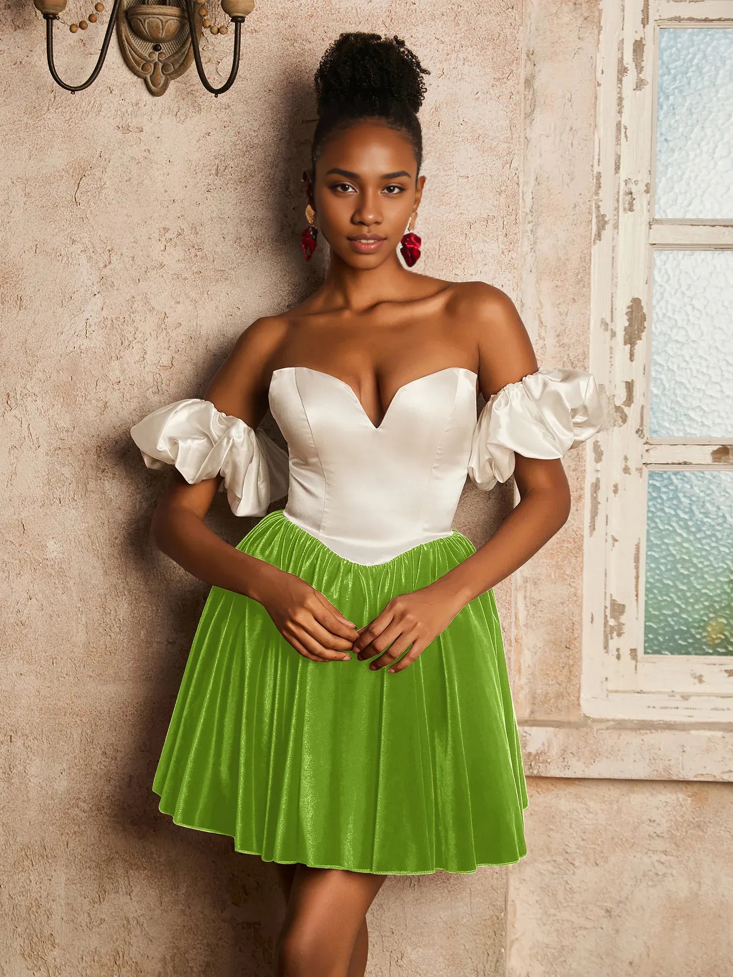Off-the-Shoulder Sweetheart Short Homecoming Dress with Detachable Sleeves