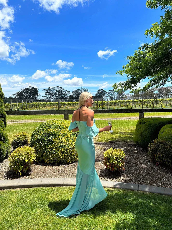 Weitese Dress Prom Dress Stores Blue Off Shoulder 2 Pieces Party Dress Wedding Guest Dress Formal Dresses