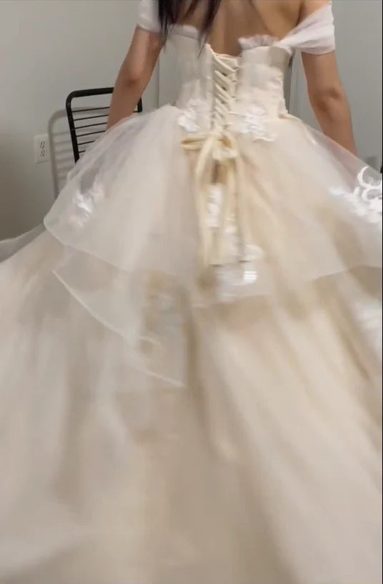 Robe de bal Weitese, jolie robe de Quinceanera en tulle à épaules dénudées, robe d'anniversaire, robe de soirée 