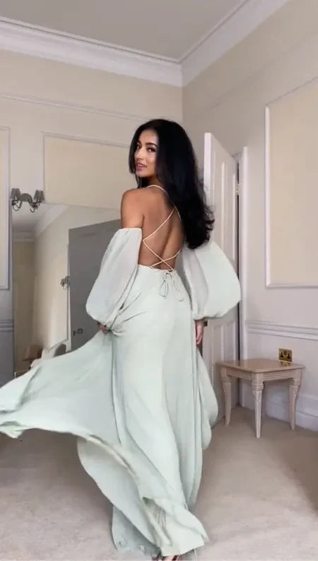 Robe de bal Weitese, bleu clair, épaules dénudées, coupe trapèze, élégante, longue, robe de soirée, robes formelles 