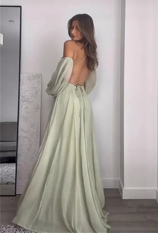 Robe de bal Weitese, bleu clair, épaules dénudées, coupe trapèze, élégante, longue, robe de soirée, robes formelles 