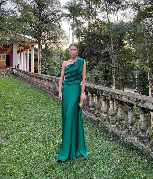 Robe de soirée longue verte à épaules dénudées pour femme, coupe trapèze, style Weitese 