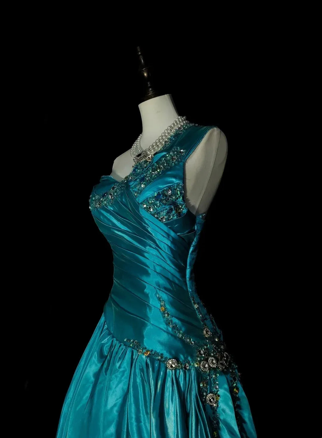 Opulent A-Line One Shoulder Sleeveless Zip Back Floor-Length Evening Gown