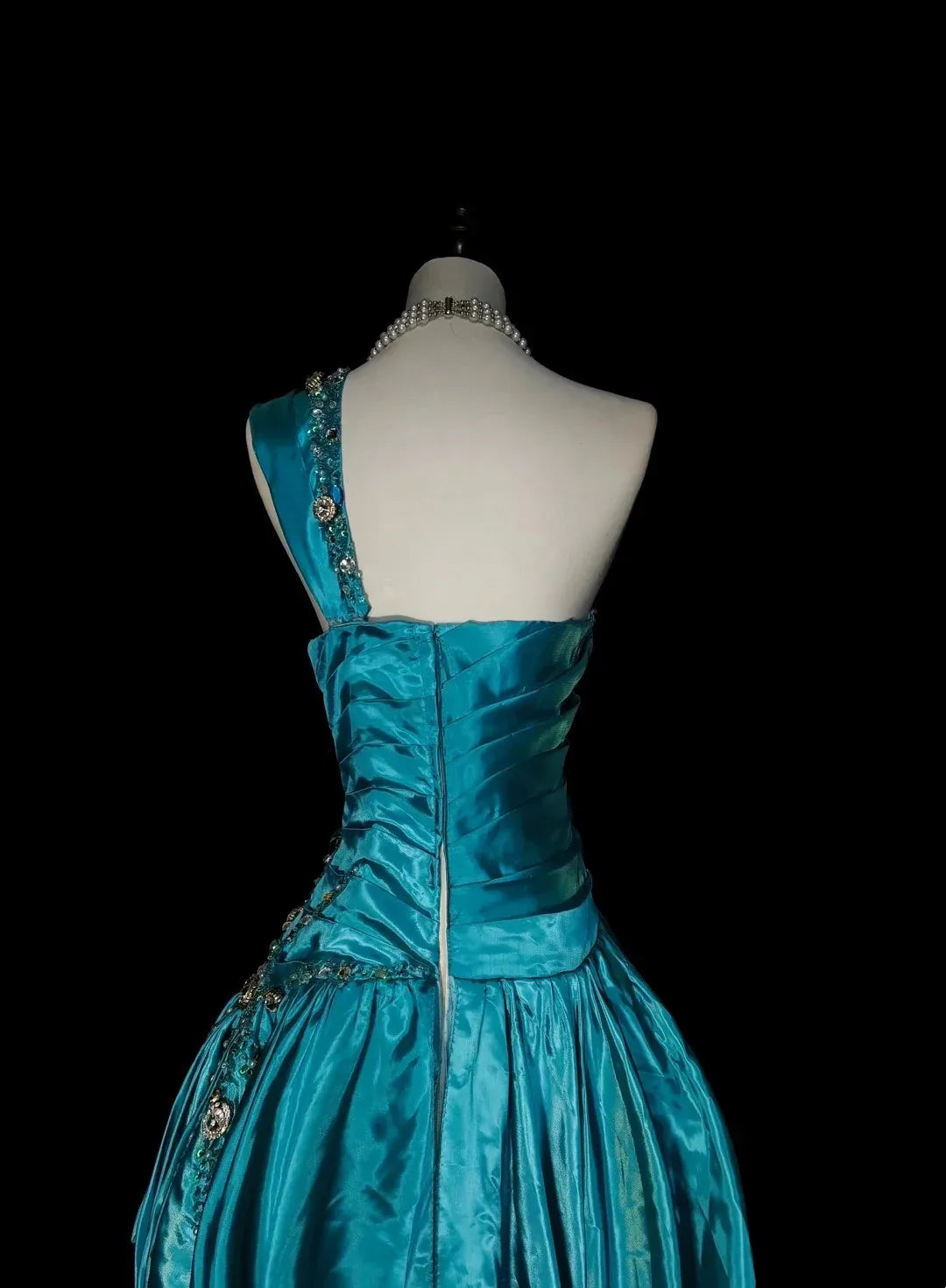 Opulent A-Line One Shoulder Sleeveless Zip Back Floor-Length Evening Gown