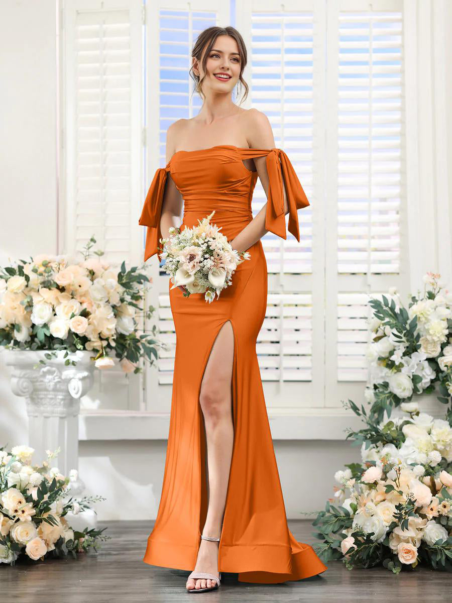 Robe trapèze fendue sans manches, robe de soirée, de bal, longue, dos nu, pour invité de mariage