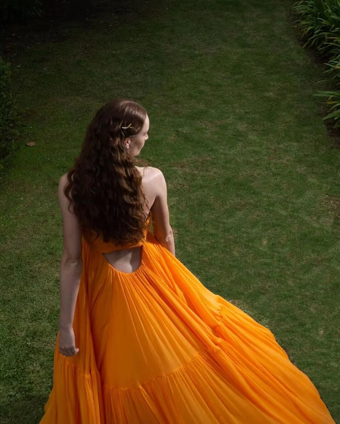 Weitese Formal Women's Dresses Strapless Orange A Line Long Prom Dresses Prom Dresses Stores