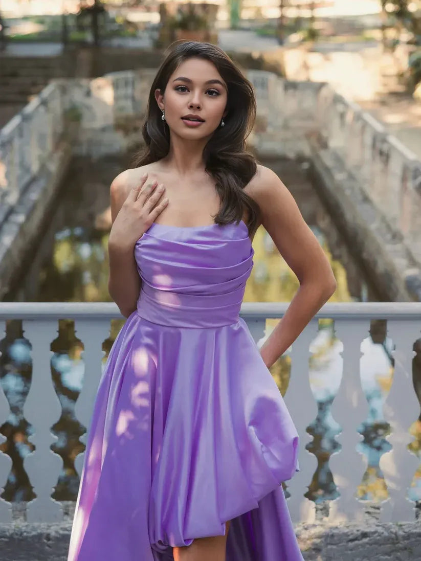 Trendy A-Line/Princess Strapless Sleeveless Zipper Up Sweep/Brush Train Prom Dress