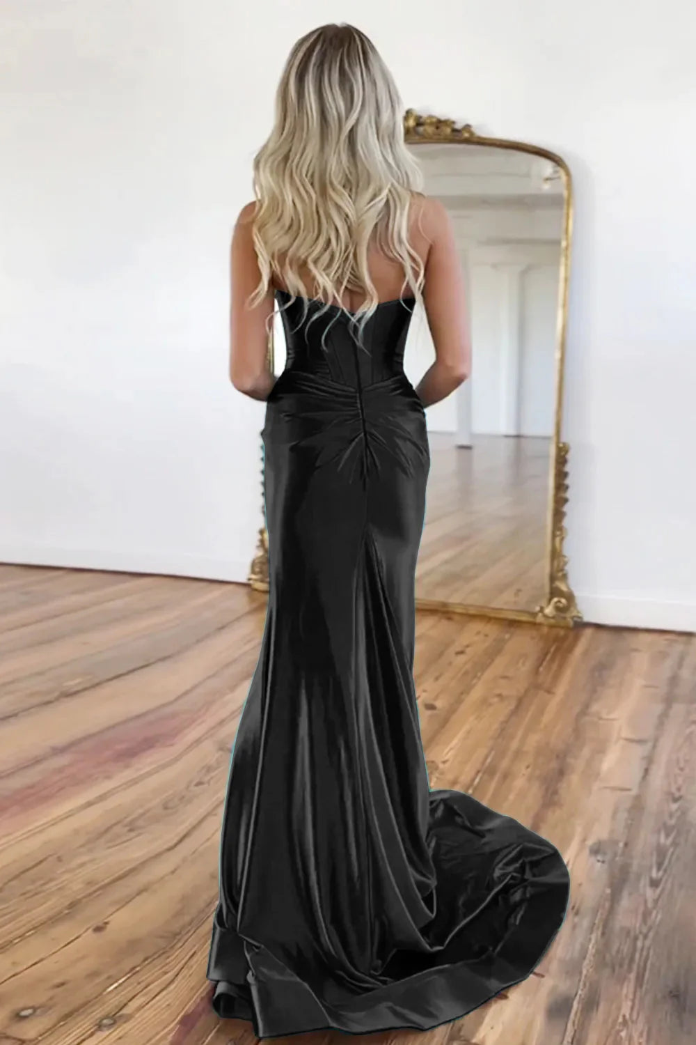 Vestido de fiesta largo con escote corazón y corte sirena