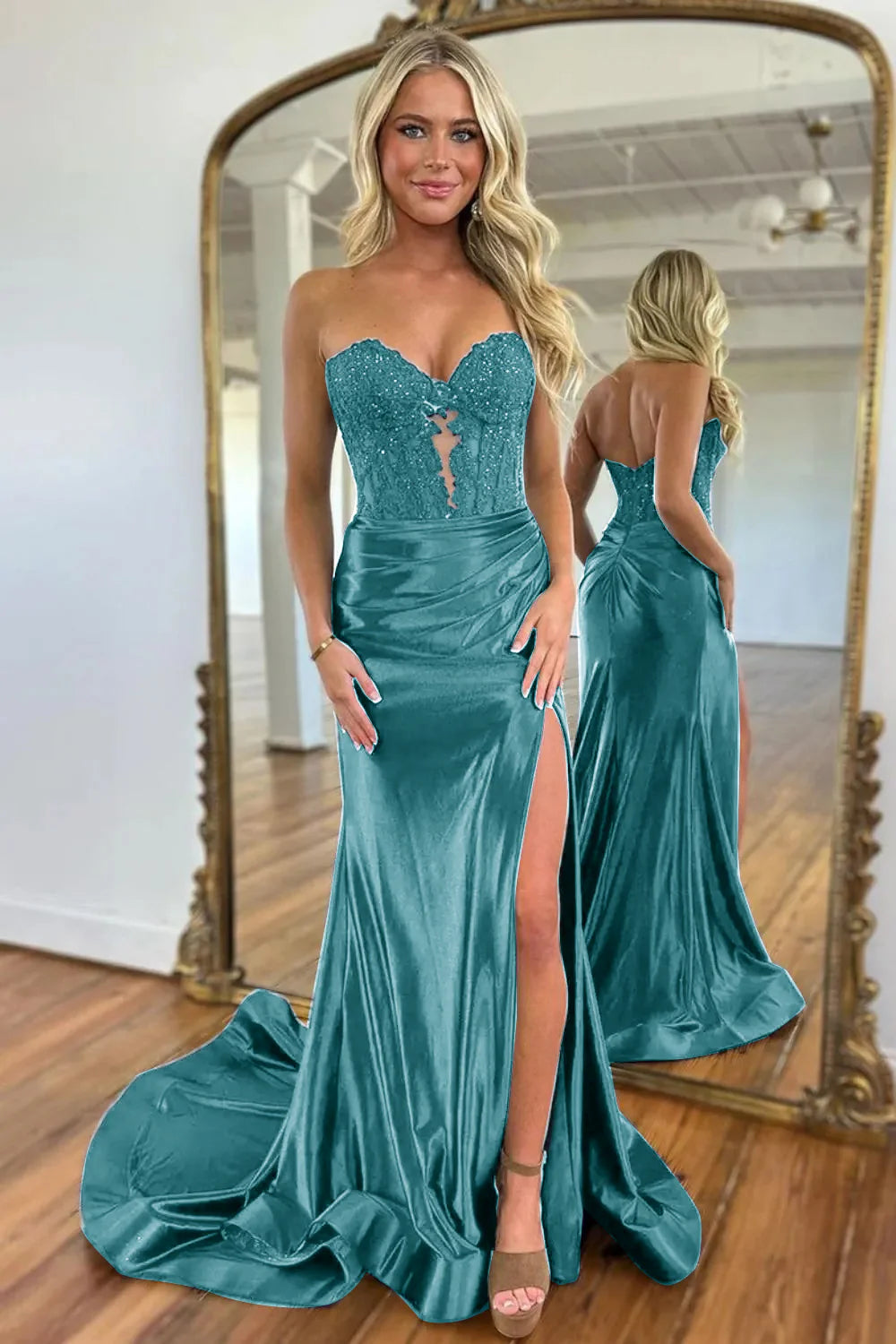 Sweetheart Hollow Out Beading Prom Dress
