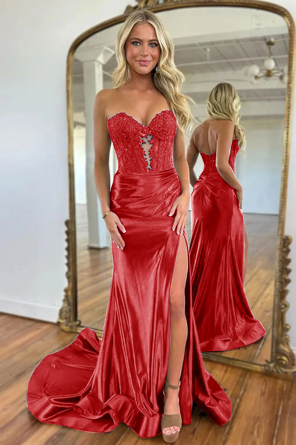 Sweetheart Hollow Out Beading Prom Dress