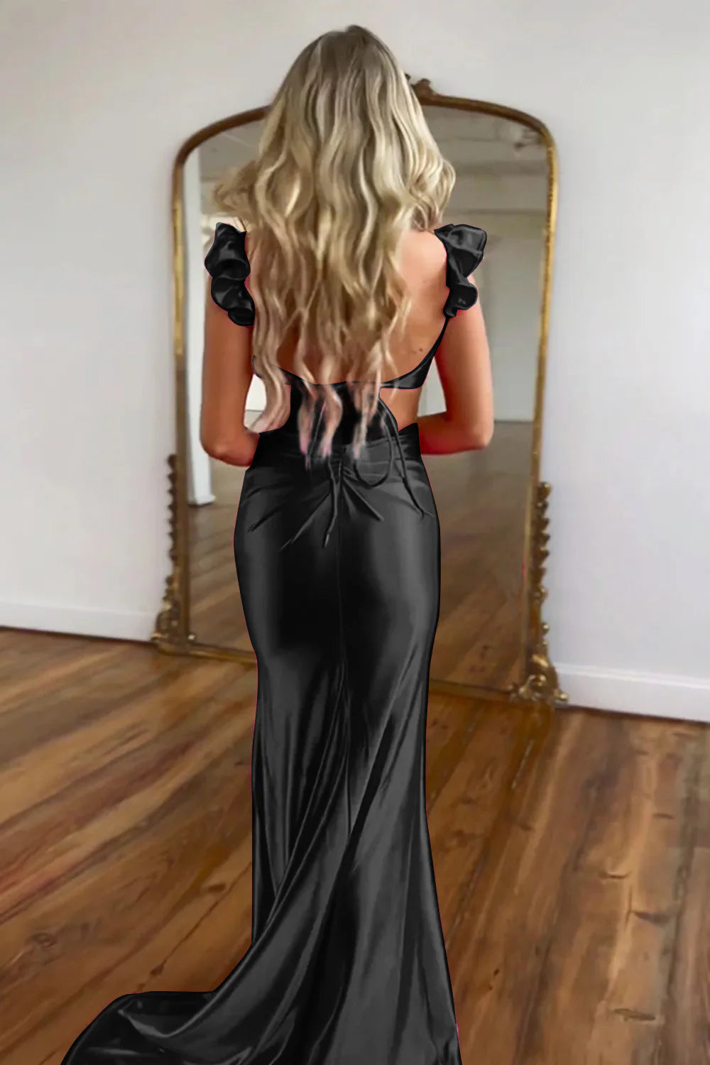 Vestido de fiesta de sirena con escote en forma de corazón y aberturas