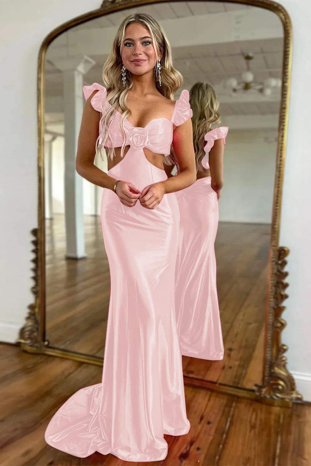 Vestido de fiesta de sirena con escote en forma de corazón y aberturas