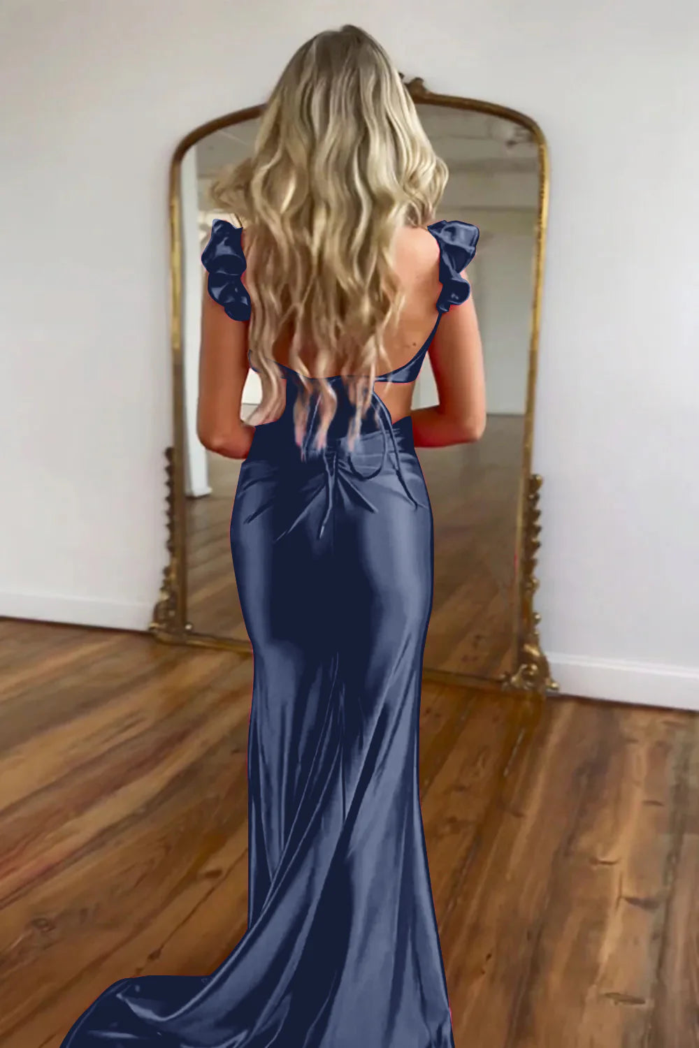 Vestido de fiesta de sirena con escote en forma de corazón y aberturas