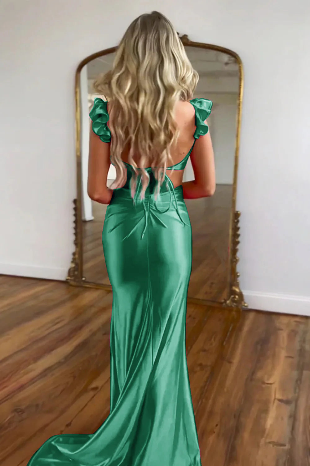 Vestido de fiesta de sirena con escote en forma de corazón y aberturas