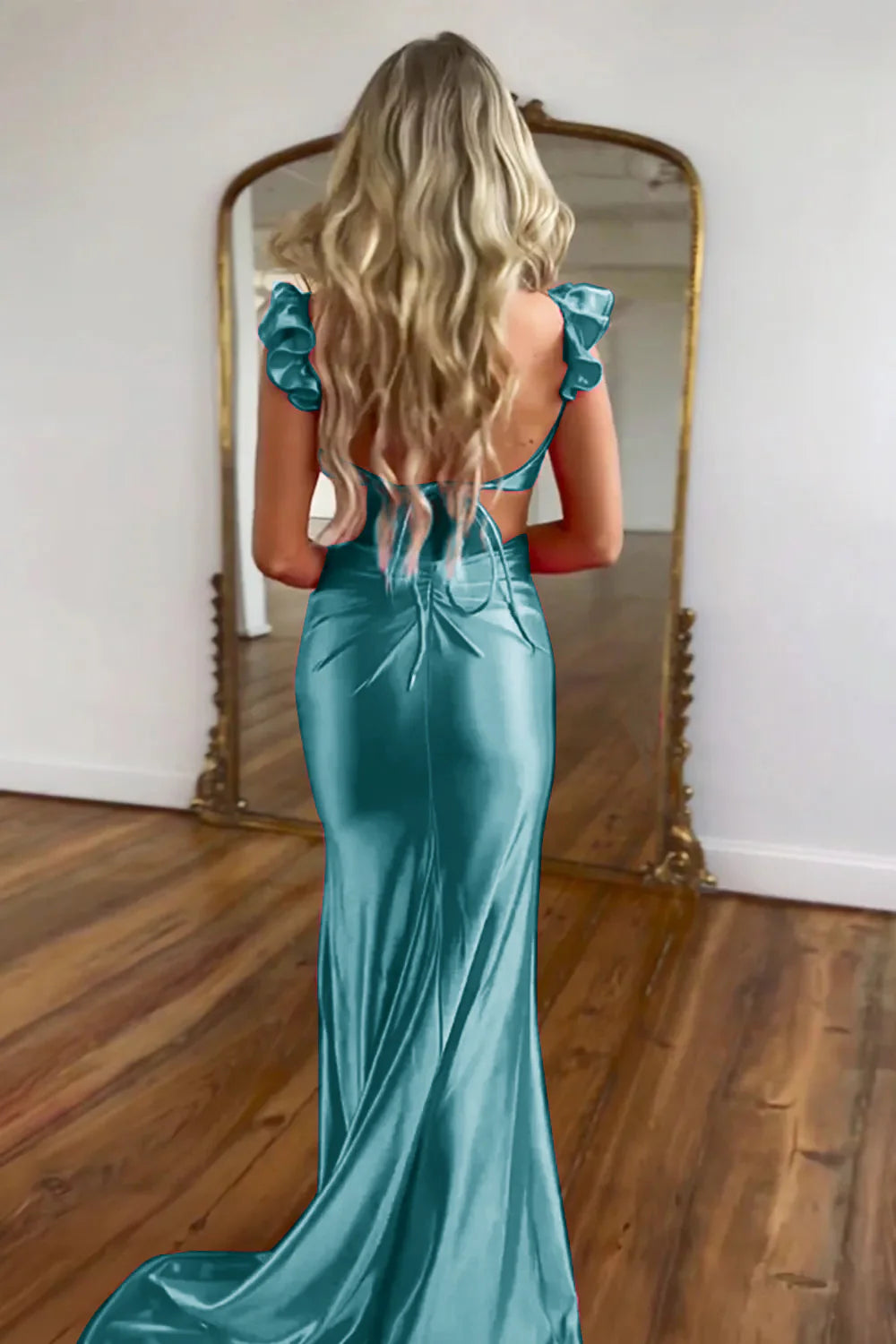 Vestido de fiesta de sirena con escote en forma de corazón y aberturas