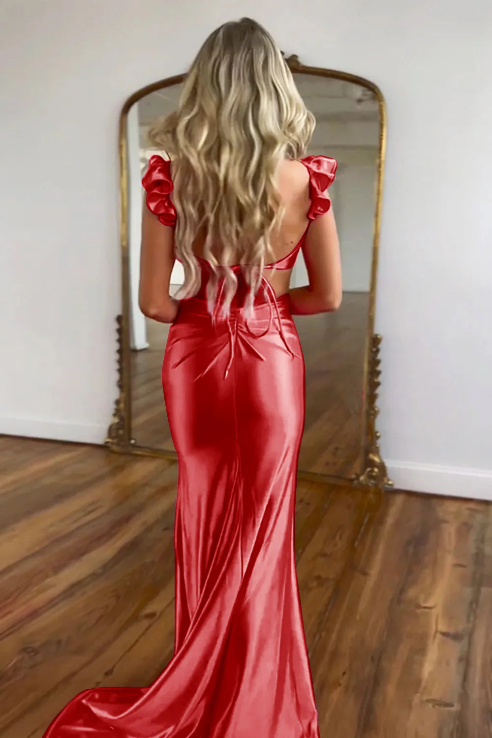 Vestido de fiesta de sirena con escote en forma de corazón y aberturas