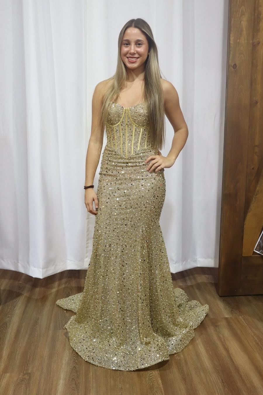 Vestido de fiesta largo con cuentas y tirantes finos de sirena azul claro brillante de Weitese